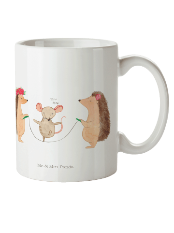 Mr. & Mrs. Panda Kaffeetasse Igel Seilhüpfen ohne Spruch in Weiß