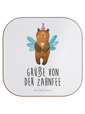 Mr. & Mrs. Panda Bierdeckel Bär Zahnfee mit Spruch in Weiß