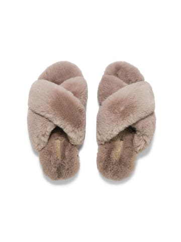 Flip Flop Hausschuh "cross*fur 2" in hellbraun