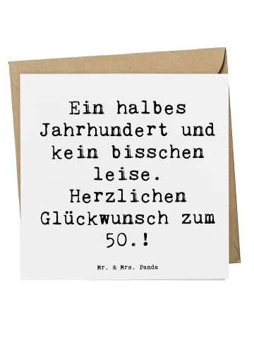 Mr. & Mrs. Panda Einladungskarte Spruch 50. Geburtstag mit Spruch in Weiß