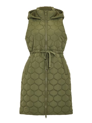 Threadbare Longweste THB Crush Quilted Long Line Gillet in Khaki