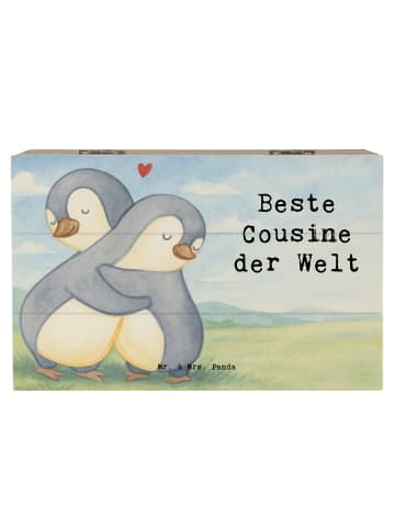 Mr. & Mrs. Panda Holzkiste Pinguin Beste Cousine der Welt Design... in Weiß