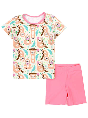 Aquarti Baby Mädchen Zweiteiler Badeanzug Bade-Set Bade T-Shirt Badehose in grün/rosa