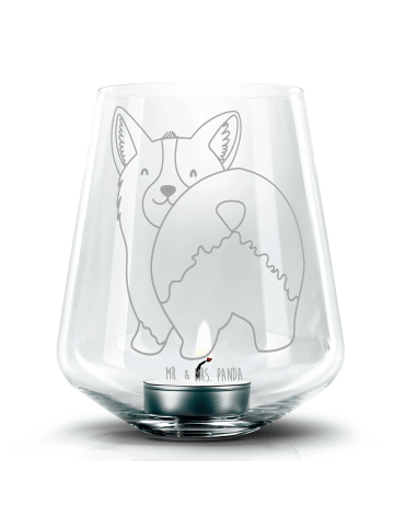 Mr. & Mrs. Panda Gravur Windlicht Corgi Po ohne Spruch in Transparent