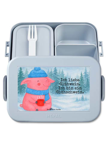 Mr. & Mrs. Panda MEPAL Bentobox Schwein Glühwein Design mit Spruch in Blau Pastell