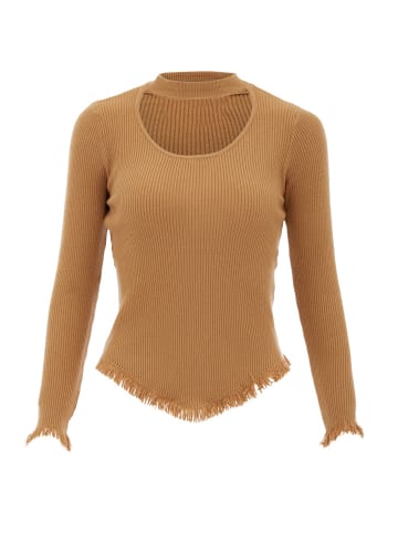 ebeeza Damen Strickpullover in Dunkelbeige