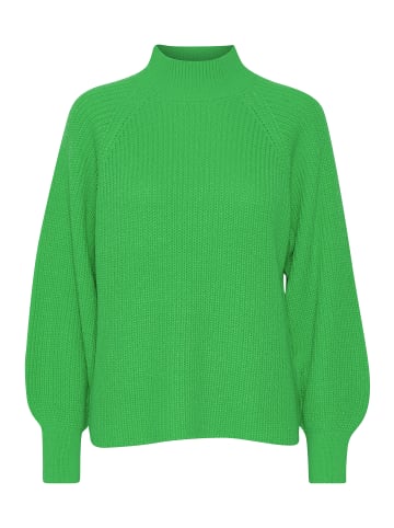 b.young Grobstrick Pullover mit Ballonärmeln Sweater mit Kragen in Grün
