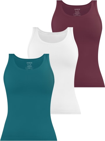 Janice 3 x Damen Top Nazca in Petrol/Weiß/Burgund