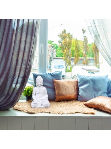 relaxdays Buddha Figur in Weiß - (B)19,5 x (H)30 x (T)12 cm