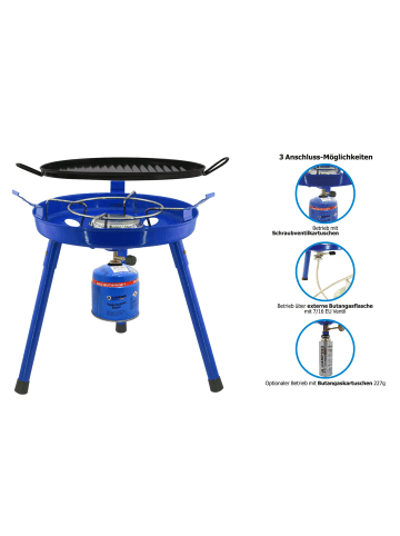 Bahama  3in1 Camping Gasgrill in Blau