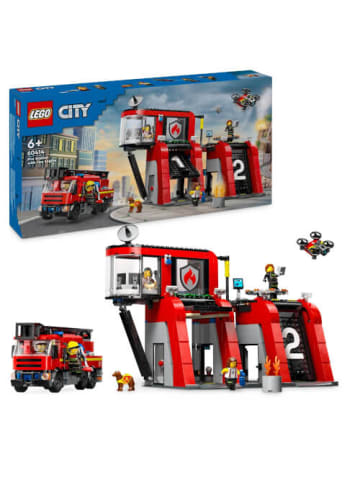 LEGO Bausteine City Feuerwehrstation mit Drehleiterfahrzeug, ab 6 Jahre