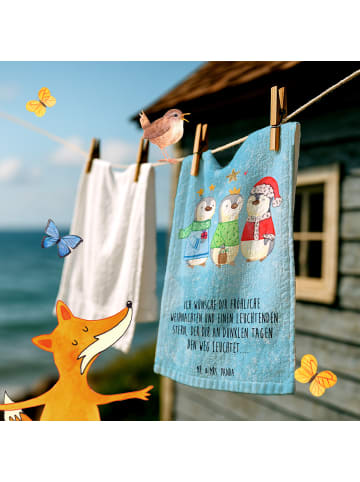 Mr. & Mrs. Panda Handtuch Winterzeit Heilige drei Könige mit Spruch in Eisblau