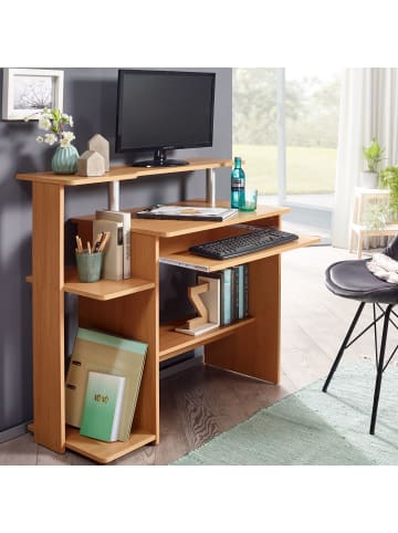 KADIMA DESIGN Computertisch ELBTRAUM | Tastaturauszug, Große Arbeitsfläche, Modern in Braun