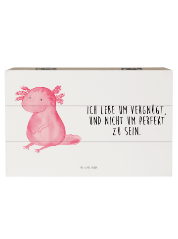 Mr. & Mrs. Panda Holzkiste Axolotl null mit Spruch in Weiß