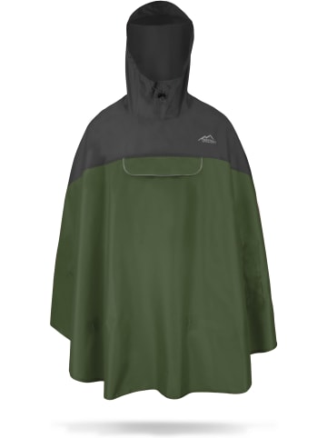 Normani Outdoor Sports Unisex Regenponcho wasserdicht Cherrapunji in Schwarz/Oliv