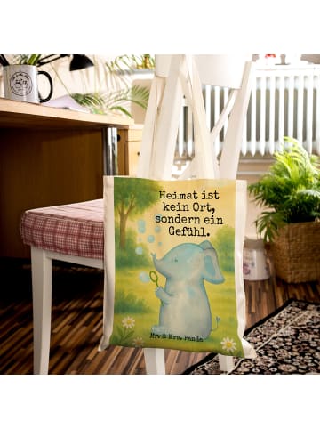 Mr. & Mrs. Panda Tote Bag Elefant Seifenblasen Design mit Spruch in Weiß