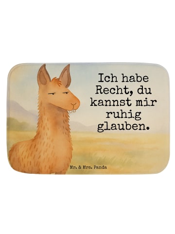 Mr. & Mrs. Panda Badematte Lamakopf Genervt Design mit Spruch in Weiß