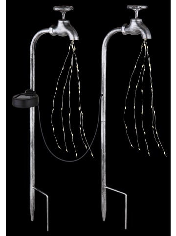Globo lighting Solarleuchte "SOLARLEUCHTE METALL SILBERFARBEN, 60XLED" in silver