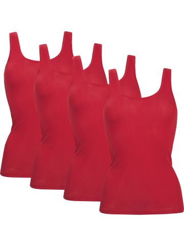 Con-ta Baumwolle, Feinripp Unterhemd 4er-Pack in rot