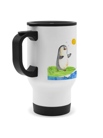 Mr. & Mrs. Panda Reisebecher Pinguin Surfer ohne Spruch in Weiß