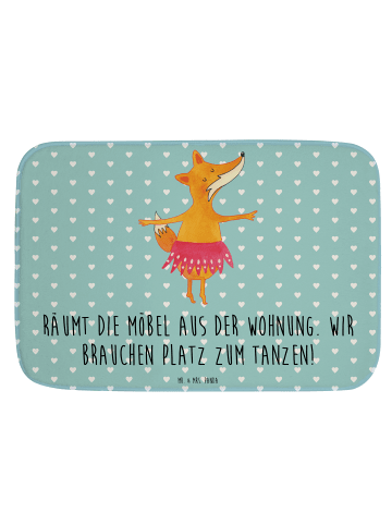 Mr. & Mrs. Panda Duschvorleger Fuchs Ballerina mit Spruch in Türkis Pastell