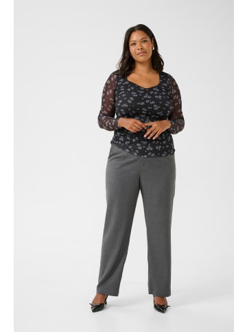 KAFFE curve Langarm-Bluse KCautumna in Black/White Flower Print