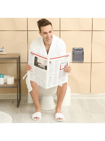 relaxdays Toilettenpapierhalter mit Ablage in Grau/ Weiß - (B)13,5 x (H)15 x (T)15 cm