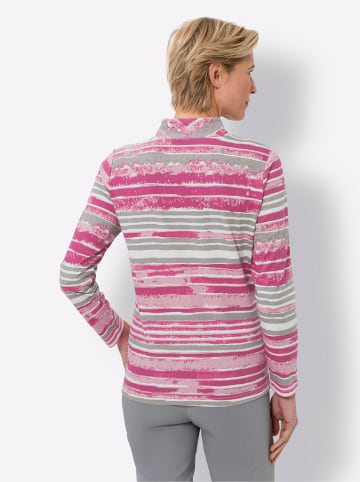Sieh an! Stehkragen-Shirt in altrosa-grau-bedruckt