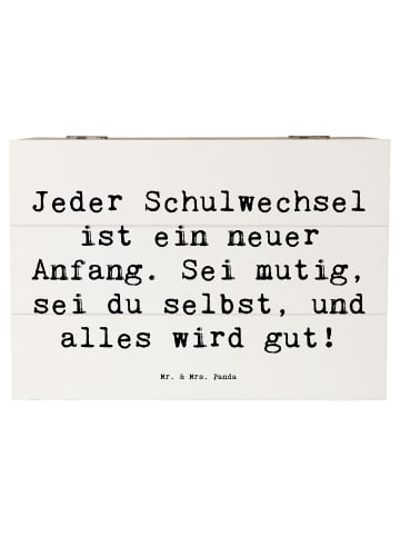 Mr. & Mrs. Panda kiste holz Spruch Einen Schulwechsel bewältigen... in Weiß