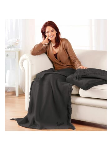 Erwin Müller Baumwollmischung Wohndecke 2er-Pack Catania in anthrazit