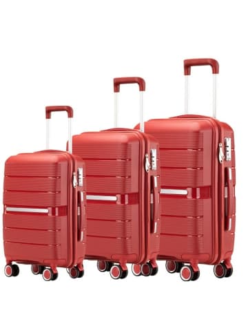 Cheffinger Reisekoffer Koffer 3 tlg Set Trolley Kofferset Handgepäck in Rot