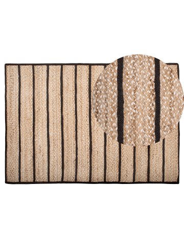 Beliani Kurzflor KARADONA in Schwarz/Beige - (W) 140 x (H) 1.2 x (L) 200 cm