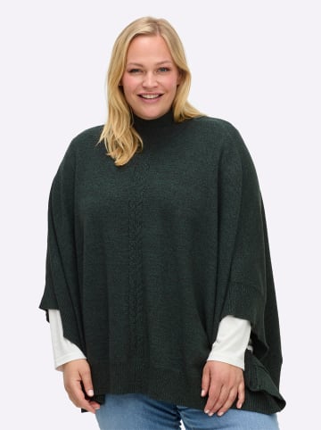 sheego Strickponcho in moos-meliert