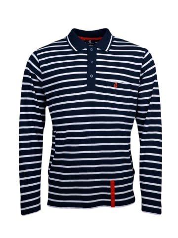 Wind Sportswear Langarm Polo gestreift in navy-weiß