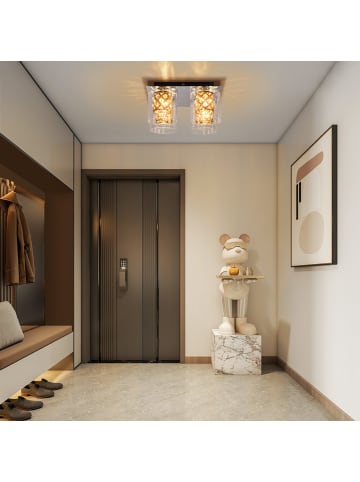 ZMH Deckenleuchte in chrom 4-flammige G9 Glas Modern Kristall Flurlampe