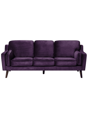 Beliani 3-Sitzer Sofa LOKKA in Violett/Braun - (W) 204 x (H) 85 x (L) 83 cm