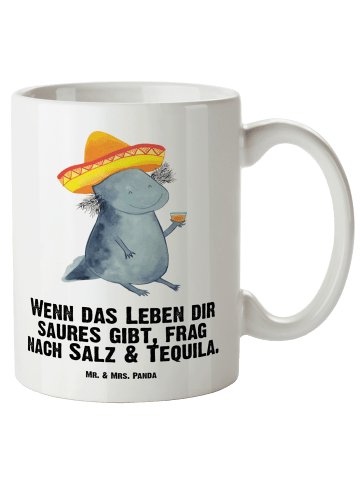 Mr. & Mrs. Panda Große Teetasse Axolotl Tequila mit Spruch in Weiß