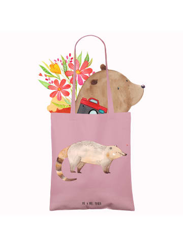 Mr. & Mrs. Panda Baumwolltasche Nasenbär ohne Spruch in Rosa Pastell
