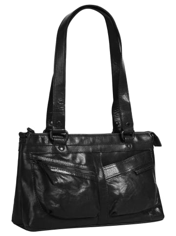 SPIKES & SPARROW Handtasche echt Leder in schwarz