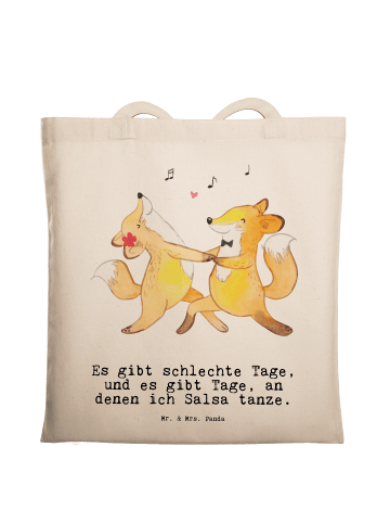 Mr. & Mrs. Panda Stoffbeutel Füchse Salsa tanzen mit Spruch in Creme