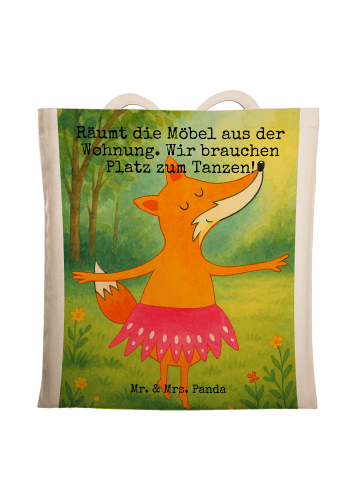 Mr. & Mrs. Panda Shopping Tasche Fuchs Ballerina Design mit Spruch in Weiß