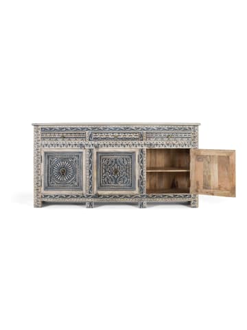 Giner y Colomer Sideboard mit drei Schubladen und vier Türen aus Sheeshamholz in Blue