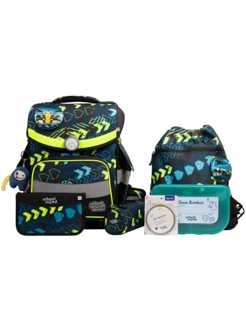 SCHOOL-MOOD Schulranzenset 7-tlg. Timeless Pro Elias Rennwagen in dunkelblau/schwarz/gelb