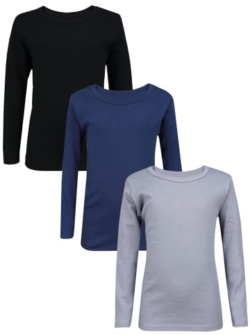 TupTam Kinder Unisex Unterhemd Langarm 3er Pack in schwarz/blau