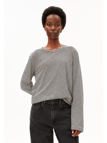 armedangels Langarmshirt Slub in schwarz weiß