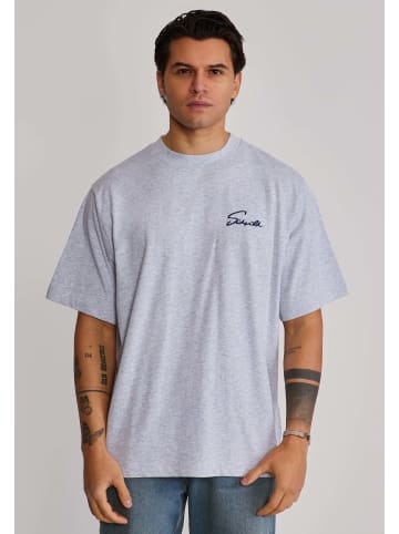 SikSilk T-Shirt Script in Grey Marl
