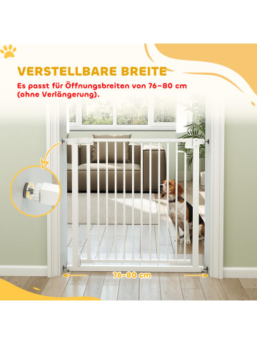 Pawhut Hunde Türschutzgitter Weiß 76-80L x 3B x 76H cm