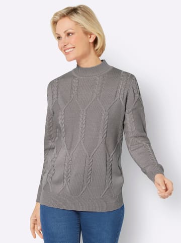 Sieh an! Langarm-Pullover in steingrau