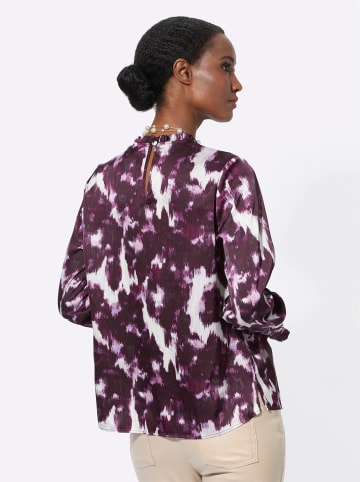 creation L Satinbluse in ecru-aubergine-bedruckt