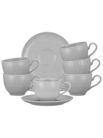 Seltmann Weiden 6er Set Kaffeetassen mit Untertassen Amina in Silbergrau 250 ml
